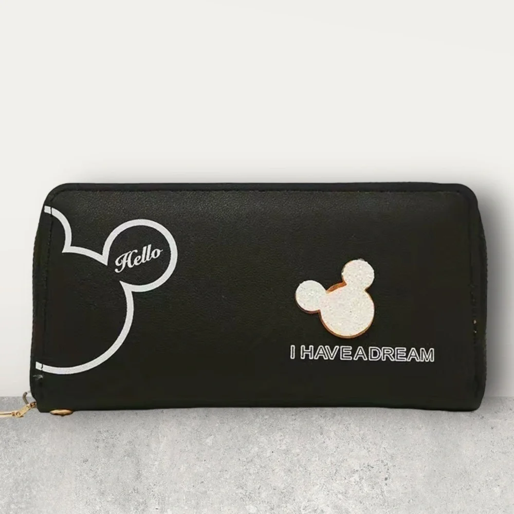 Minnie Mickey Mouse Wristlet Clutch Convertible Wallet Black